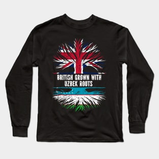 British Grown with Uzbek Roots UK Flag England Britain Union Jack Long Sleeve T-Shirt